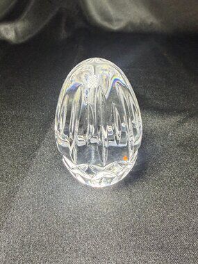 Vtg Atlantis Full Lead Crystal Egg Paperweight Hand-Blown & Cut for Block Crisal